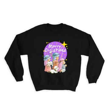 Childish Three Kings : Gift Sweatshirt For Christmas Greetings Magi Wise Men Cute Baby Art Jesus