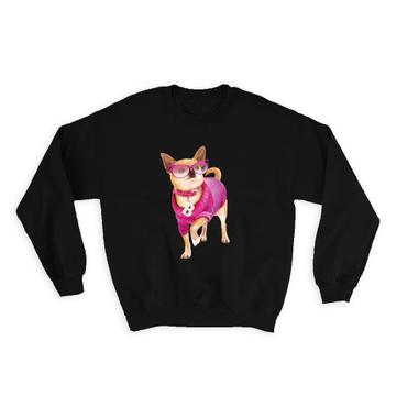Cute Chihuahua : Gift Sweatshirt Fashion Dog Pet Small Animal Glasses Sweater Collar Floral