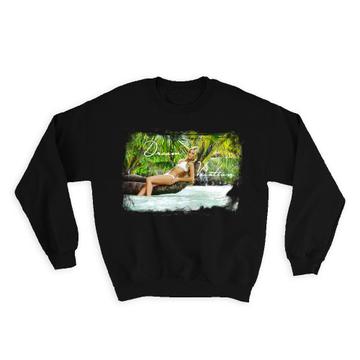 Sexy Woman Tropical Palm Tree : Gift Sweatshirt Erotica Erotic Pin Up Girl Hot