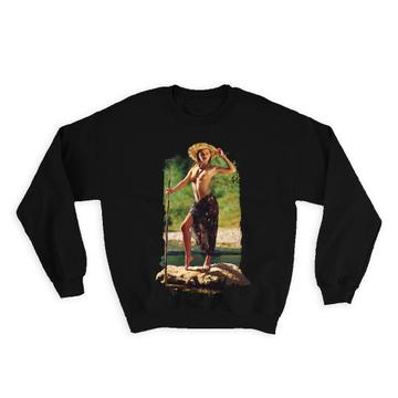 Sexy Woman Naked Hunting Fishing : Gift Sweatshirt Erotica Erotic Pin Up Girl Hot