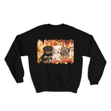 Lhasa Fall Give Thanks : Gift Sweatshirt Dog Puppy Pet Leaves Autumn Animal Cute