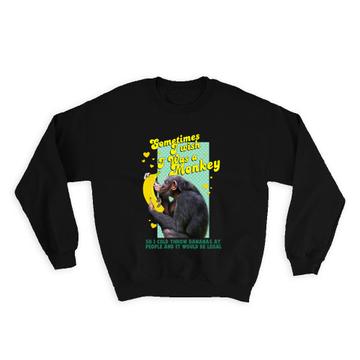 Funny Monkey Kissing Banana : Gift Sweatshirt Animal Ape Chimp Humor