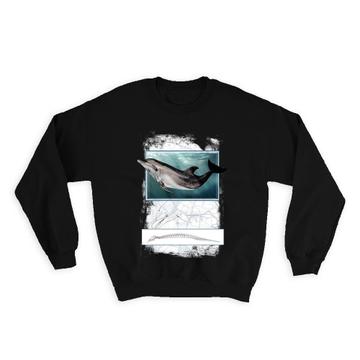 Dolphin : Gift Sweatshirt Maritime Vintage Map Sea Life Marine World Underwater Graphic Elegant