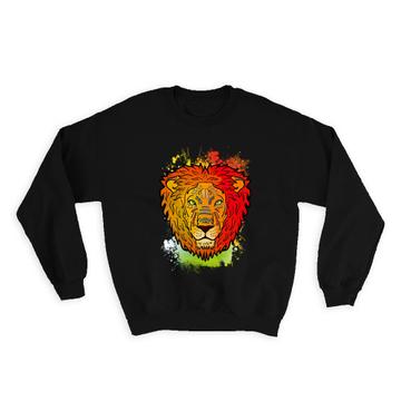 Lion Colorful Tribal : Gift Sweatshirt Wild Animals Wildlife Fauna Safari Species Nature