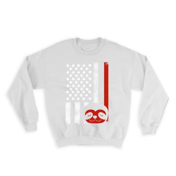 Flag Sloth : Gift Sweatshirt Americana USA July 4th Patriot America