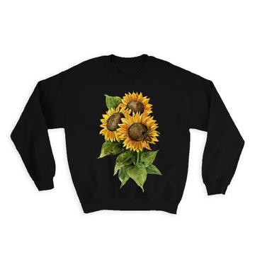 Sunflower Vintage Bee : Gift Sweatshirt Flower Floral Yellow Decor Painting