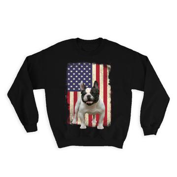 French Bulldog USA Flag : Gift Sweatshirt Dog Pet American United States