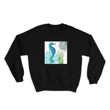 Seahorse Botanical Seaweed : Gift Sweatshirt Ocean Animal Retro Vintage Art Nature Lover