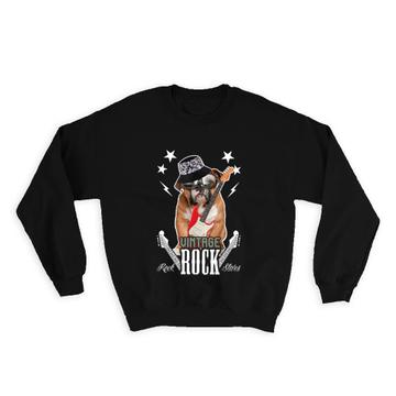 Vintage Rock Stars Bulldog : Gift Sweatshirt For Guitarist Guitar Player Funny Dog Pet Animal