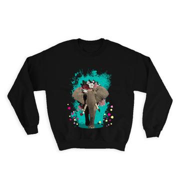 Elephant Photography : Gift Sweatshirt Floral Wreath Cute Safari Animal Wild Nature Collage