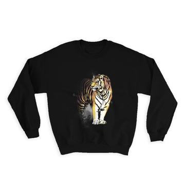 Tiger Watercolor Painting : Gift Sweatshirt Safari Feline Animal Wild Nature Protection Big Cat