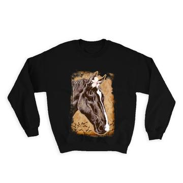 Horse Face Drawing Orchid : Gift Sweatshirt Domestic Animal Realistic Art Cute Children
