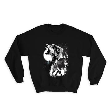 Wolves Wolf : Gift Sweatshirt Grayscale Drawing Wild Animal Forest Nature Protection Lover