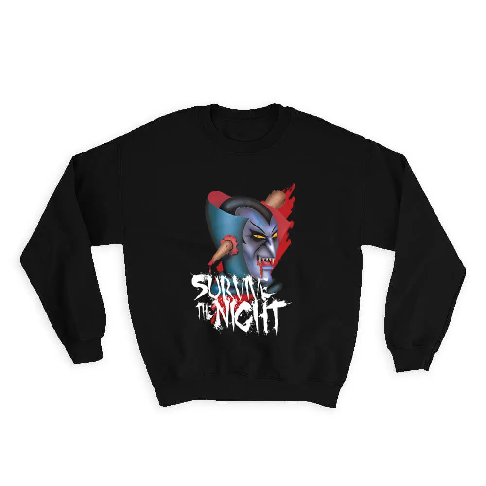 Survive The Night Party : Gift Sweatshirt Monster Vampire Horror Halloween Blood Zombie