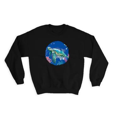 Turtle Photographic Print : Gift Sweatshirt For Turtles Lover Underwater Life Animal Corals Poster