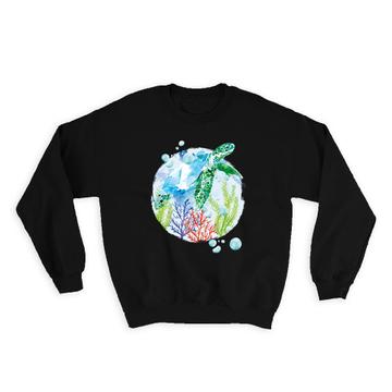Turtle Seaweed : Gift Sweatshirt Underwater Print For Sea Water Animal Lover Ocean Cute Art Child