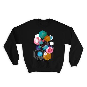 Abstract Combs Cells : Gift Sweatshirt For Birthday Favor Friend Coworker Hexagons Funny Colors