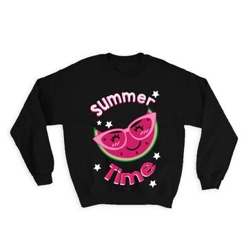 Watermelon Summer Time : Gift Sweatshirt Art Print Fruit Fruits Lover Healthy Food Cute Funny Kids