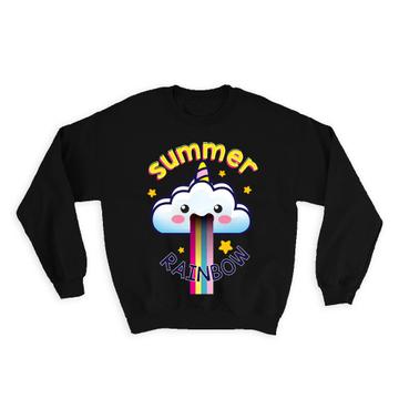 Summer Rainbow : Gift Sweatshirt Cute Art Print Unicorn Trendy Fashion Funny Kids Child Girlish