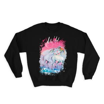 Wild Instinct Horses : Gift Sweatshirt For Horse Lover Romantic Art Print Kid Children Fairytale Unicorn