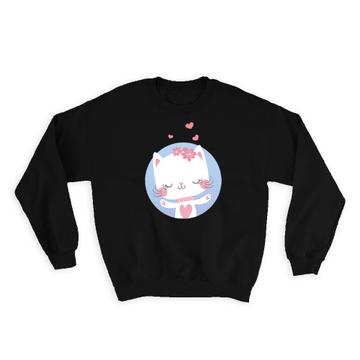 Sweet Kitten Cat Art : Gift Sweatshirt For Baby Shower Girl Girlish Teenage Birthday Cute Hearts