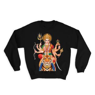 Durga Tiger : Gift Sweatshirt Vintage Poster Hindu Indian Goddess Puja Devotional Print Home Decor