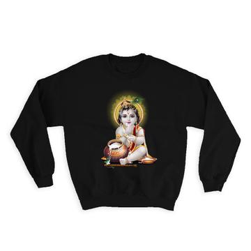 Baby Krishna Hinduism : Gift Sweatshirt Hindu Religious Art God Poster Vintage Print