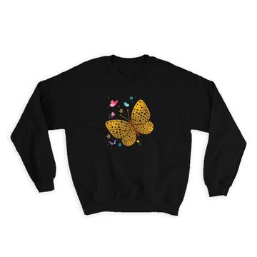Gold and Colorful Butterfly : Gift Sweatshirt Female Feminine