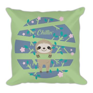 Sloth Chillin : Gift Throw Pillow Flowers Friend Funny Cute