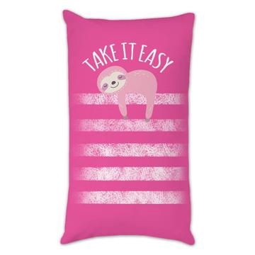 Take it Easy : Gift Throw Pillow Sloth Coffee Stripes Nap Lazy Cute