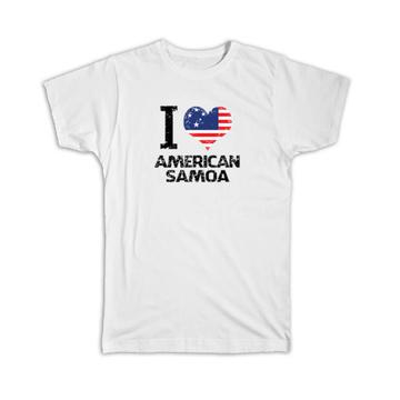 I Love American Samoa : Gift T-Shirt Heart Flag Country Crest American Expat