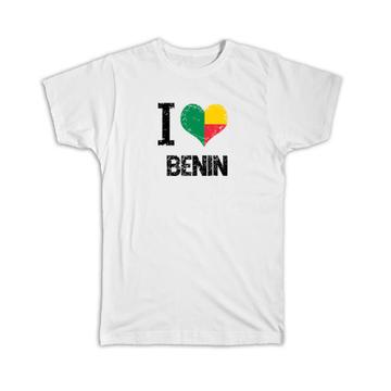 I Love Benin : Gift T-Shirt Heart Flag Country Crest Beninese Expat