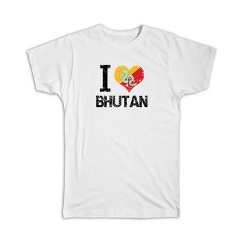 I Love Bhutan : Gift T-Shirt Heart Flag Country Crest Bhutanese Expat
