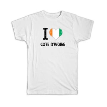 I Love Cote d’Ivoire : Gift T-Shirt Heart Flag Country Crest Expat