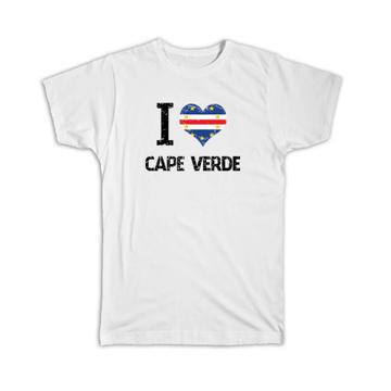 I Love Cape Verde : Gift T-Shirt Heart Flag Country Crest Cape Verdean Expat