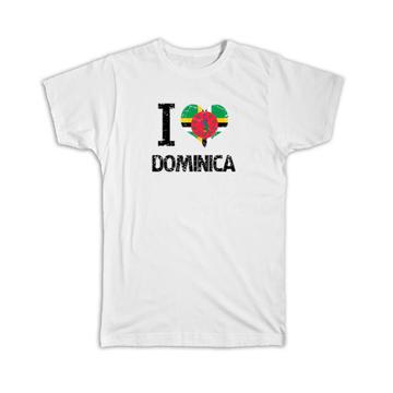 I Love Dominica : Gift T-Shirt Heart Flag Country Crest Expat