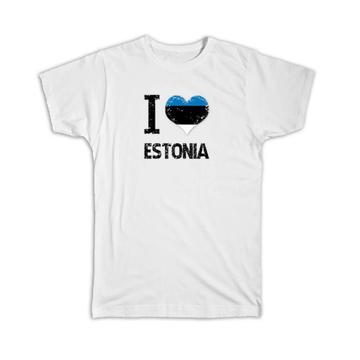 I Love Estonia : Gift T-Shirt Heart Flag Country Crest Estonian Expat
