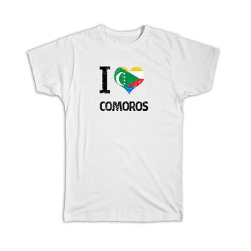 I Love Comoros : Gift T-Shirt Heart Flag Country Crest Comoran Expat