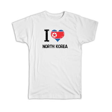 I Love North Korea : Gift T-Shirt Heart Flag Country Crest North Korean Expat Made in USA