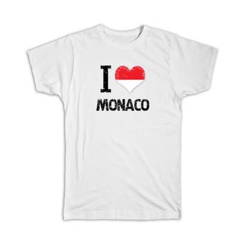 I Love Monaco : Gift T-Shirt Heart Flag Country Crest Monegasque Expat