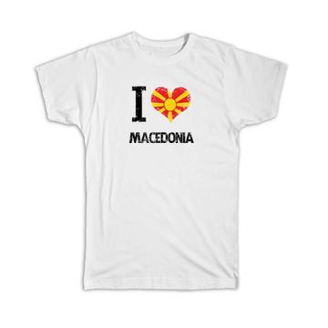 I Love Macedonia : Gift T-Shirt Heart Flag Country Crest Macedonian Expat