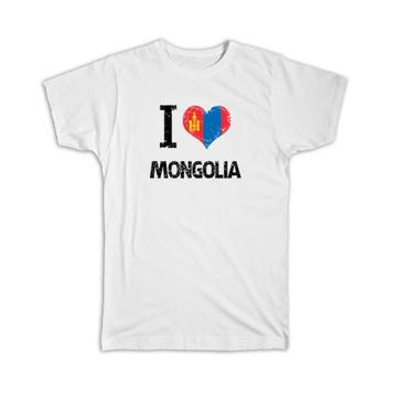 I Love Mongolia : Gift T-Shirt Heart Flag Country Crest Mongolian Expat