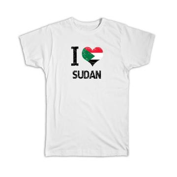 I Love Sudan : Gift T-Shirt Heart Flag Country Crest Sudanese Expat