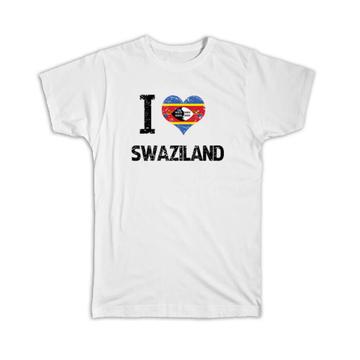 I Love Swaziland : Gift T-Shirt Heart Flag Country Crest Swazi Expat