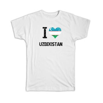 I Love Uzbekistan : Gift T-Shirt Heart Flag Country Crest Uzbek Expat