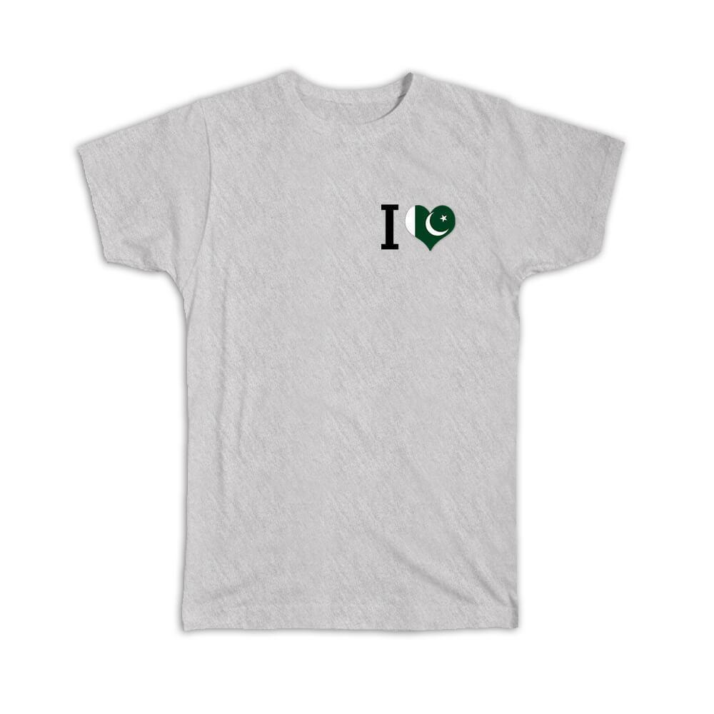 Gift T-Shirt : I Pakistan Heart Crest Country Pakistani Expat |