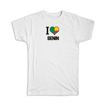 I Love Benin : Gift T-Shirt Flag Heart Country Crest Beninese Expat