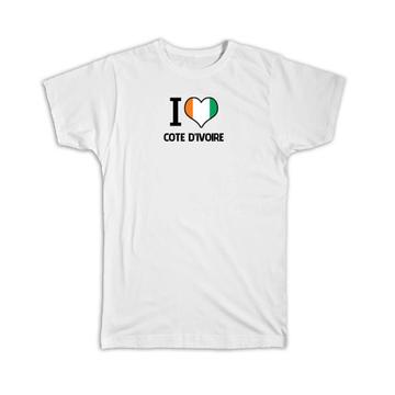 I Love Cote d’Ivoire : Gift T-Shirt Flag Heart Country Crest Expat