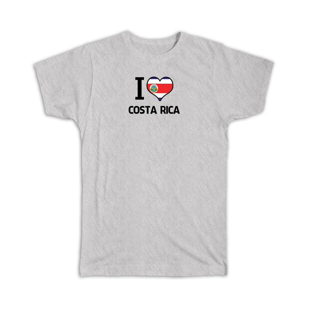 Gift T-Shirt : I Love Costa Rica Flag Heart Country Crest Rican Expat - Picture 8 of 10