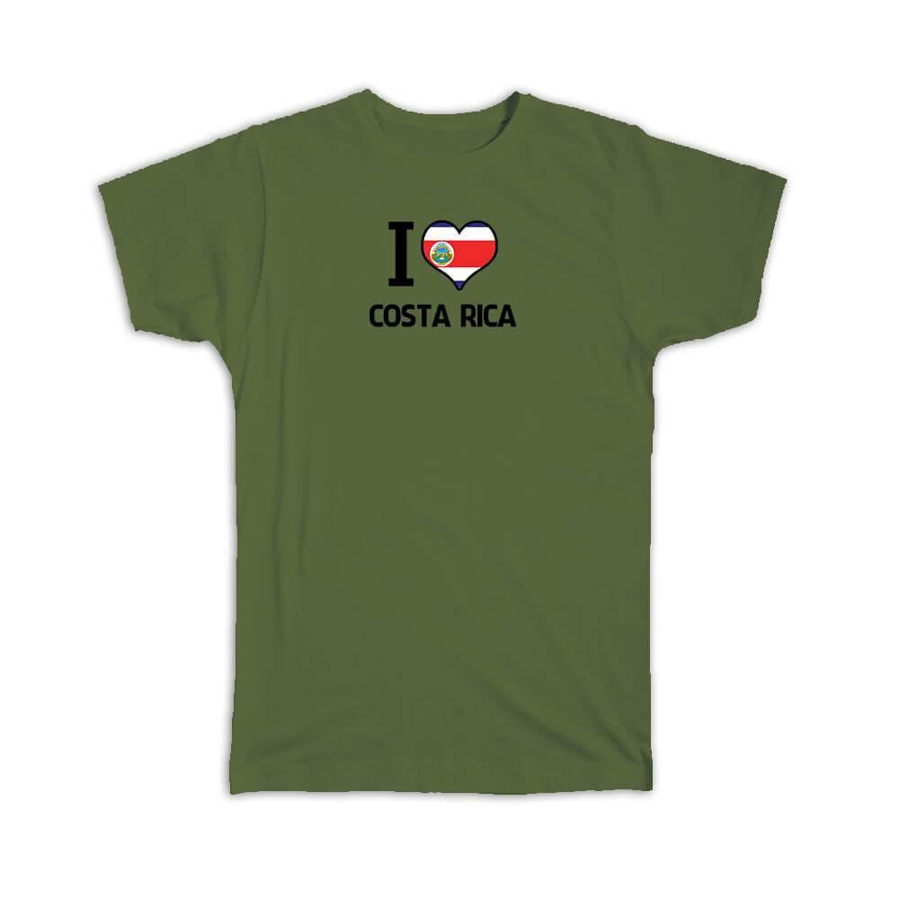 Gift T-Shirt : I Love Costa Rica Flag Heart Country Crest Rican Expat - Picture 9 of 10
